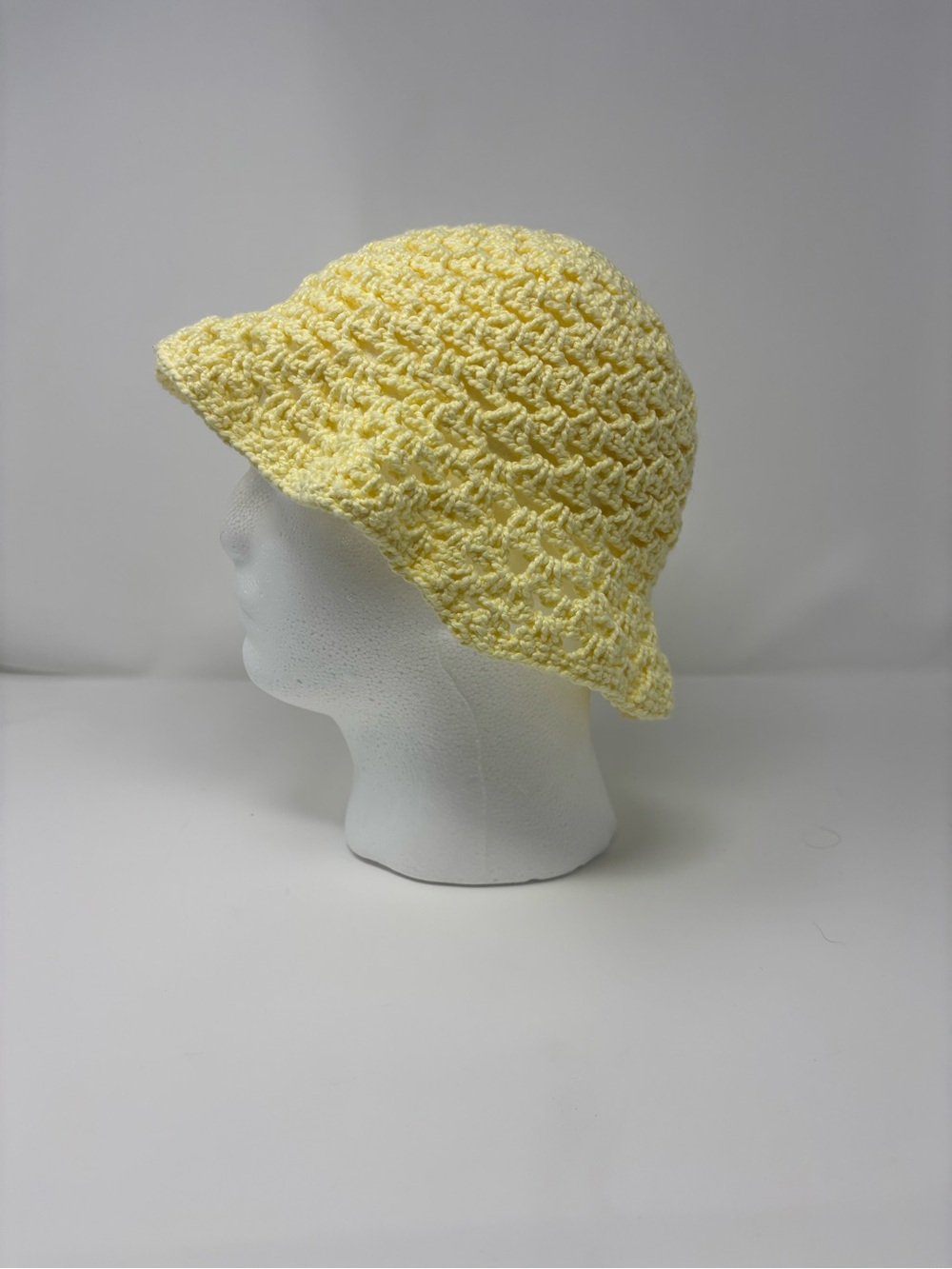 Butter Yellow Granny Stitch Crochet Bucket Hat